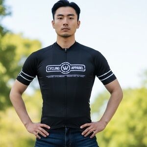 Canari Black/White Full Zip-Up Cycling‎ Jersey EUC sz XL